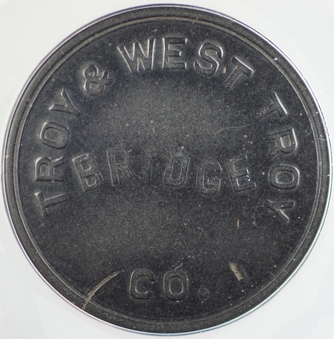 ANACS VF 30 Troy West Troy Bridge Co Vehicle Two Horses Pass Token (1 of 4)