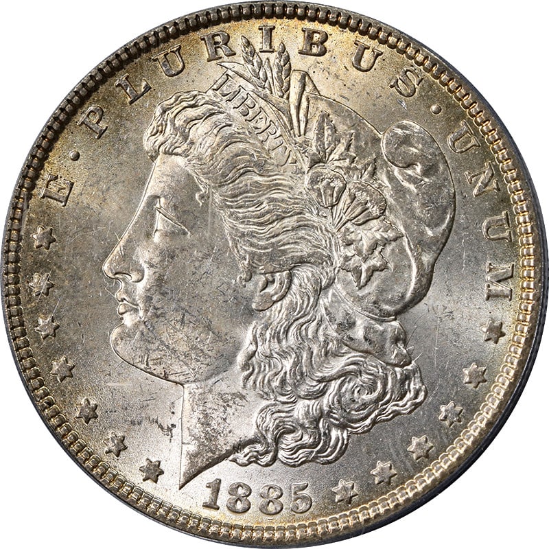 PCGS MS63 1885-P Morgan Silver Dollar with Attractive Toning (1 of 4)