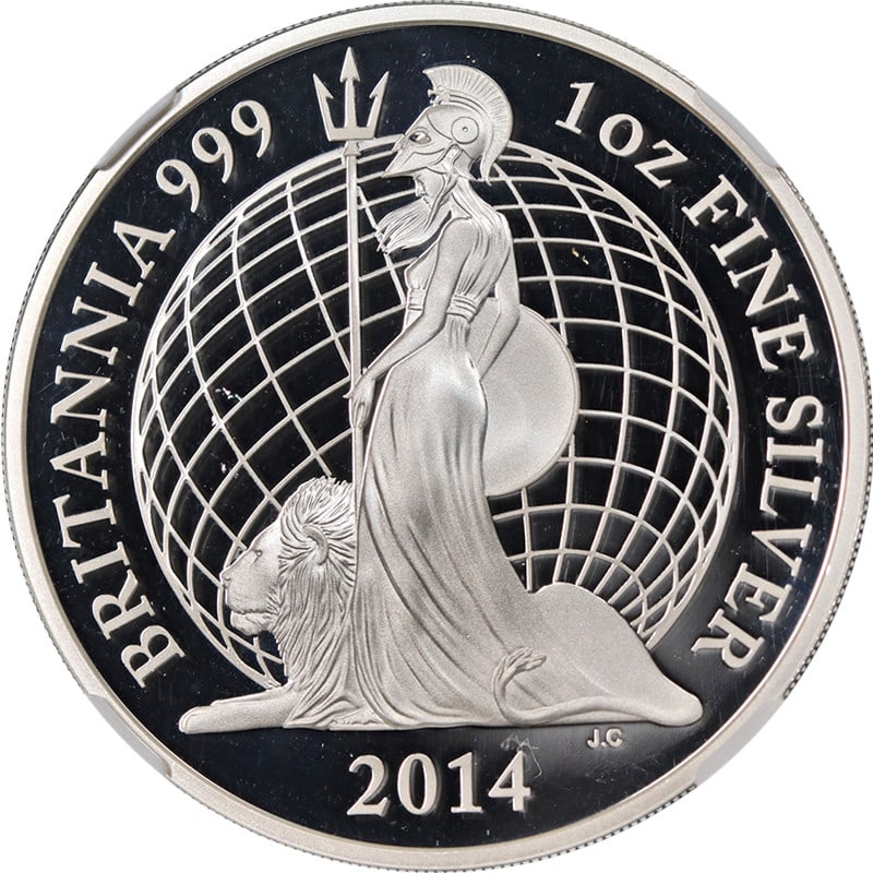 NGC PF70 Britannia 2 Pound Silver Proof 2014 Early Release Big Ben Label Coin (1 of 4)