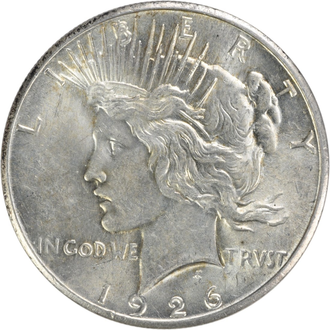 1926 S United States Peace Dollar Silver $1 AU Uncertified: 1926 S United States Peace Dollar Silver $1 AU Uncertified 1926-S Peace Silver Dollar in AU slider grade. This uncertified, pre-owned coin is a circulated example of the classic United States Peace do