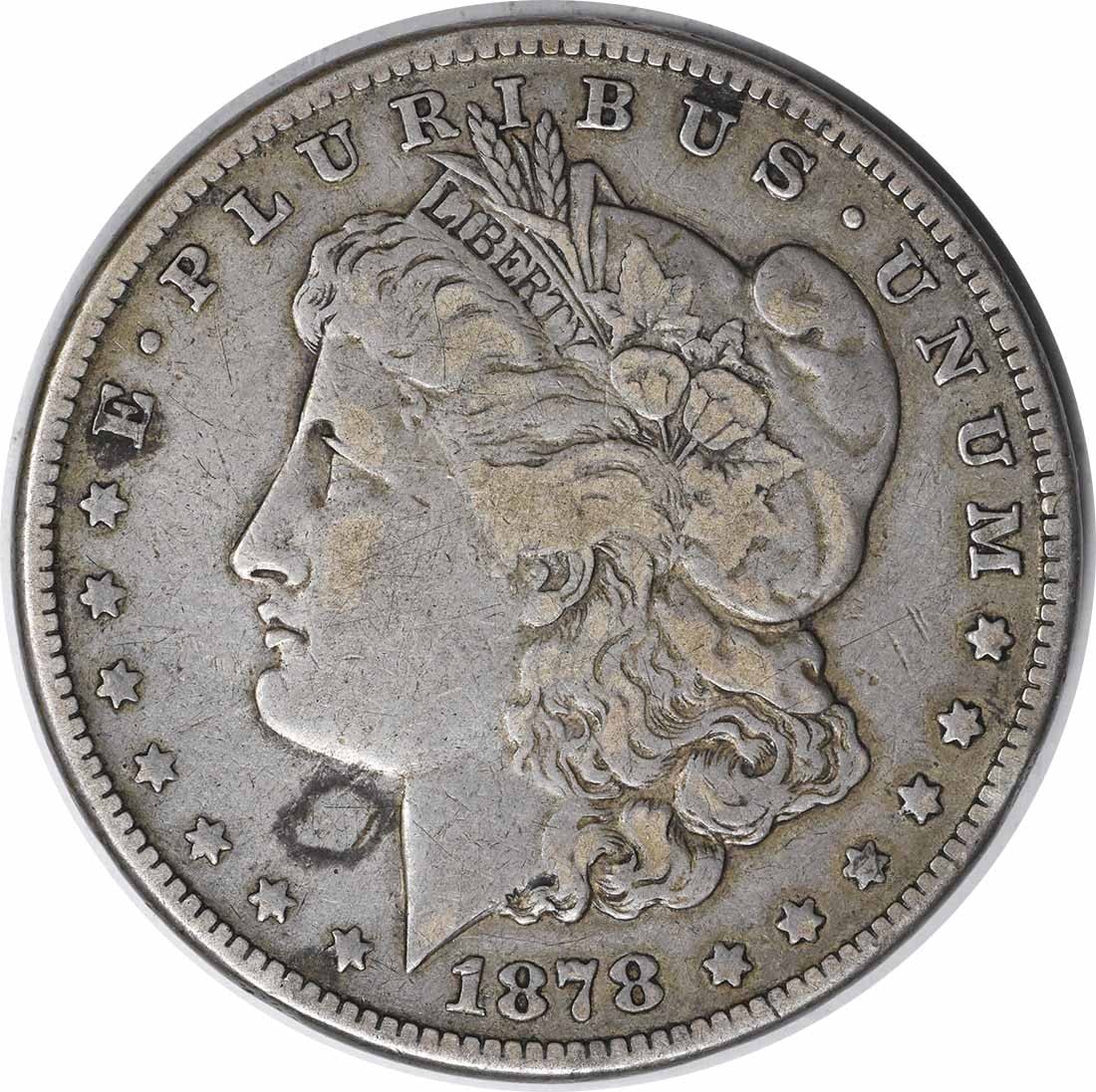 1878-S VAM Morgan Dollar Uncertified Choice VF Silver Coin: 1878-S VAM Morgan Dollar Uncertified Choice VF Silver Coin This 1878-S VAM Morgan Dollar features a partial collar and is graded as Choice VF (Very Fine). Minted in San Francisco, this coin is compose