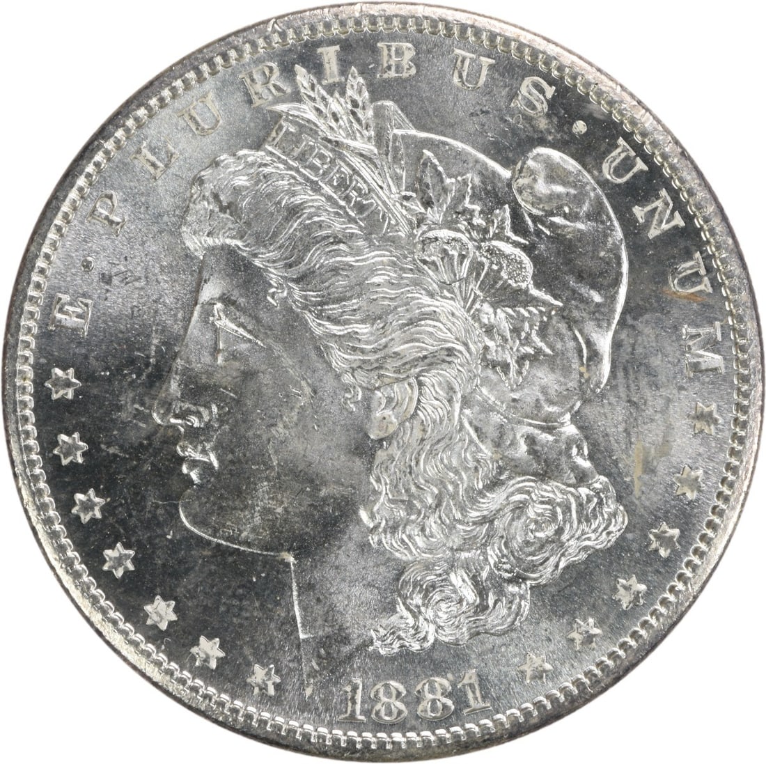 Uncirculated 1881 San Francisco Morgan Silver Dollar Choice BU Uncertified: Uncirculated 1881 San Francisco Morgan Silver Dollar Choice BU Uncertified This 1881-S Morgan Silver Dollar is a choice brilliant uncirculated (BU) coin. Minted in San Francisco, it is composed of sil