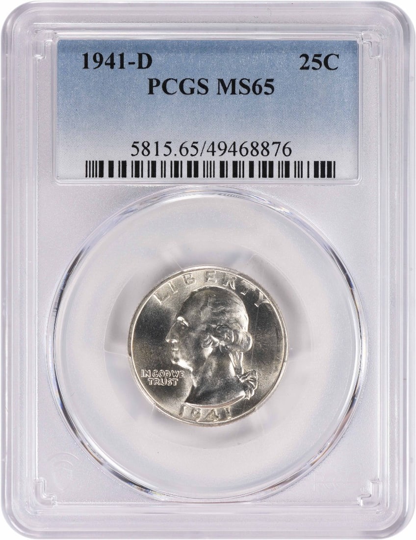 MS65 PCGS 1941 Denver Mint Washington Quarter 90 Percent Silver Coin (1 of 2)