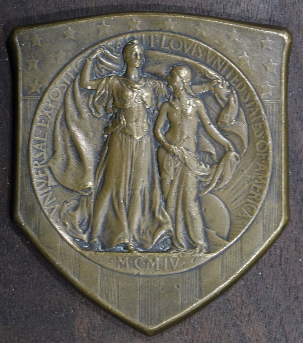 Bronze Shield Medal 1904 Louisiana Purchase Exposition Grand Prize (1 of 2)