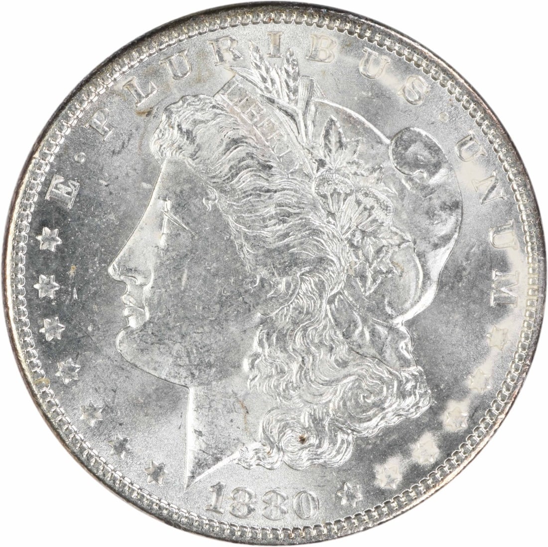 1880 Uncirculated Morgan Silver Dollar $1 Uncertified: 1880 Uncirculated Morgan Silver Dollar $1 Uncertified 1880 Morgan Silver Dollar in uncirculated condition. This uncertified coin features the classic Morgan design and is composed of 90% silver and 10
