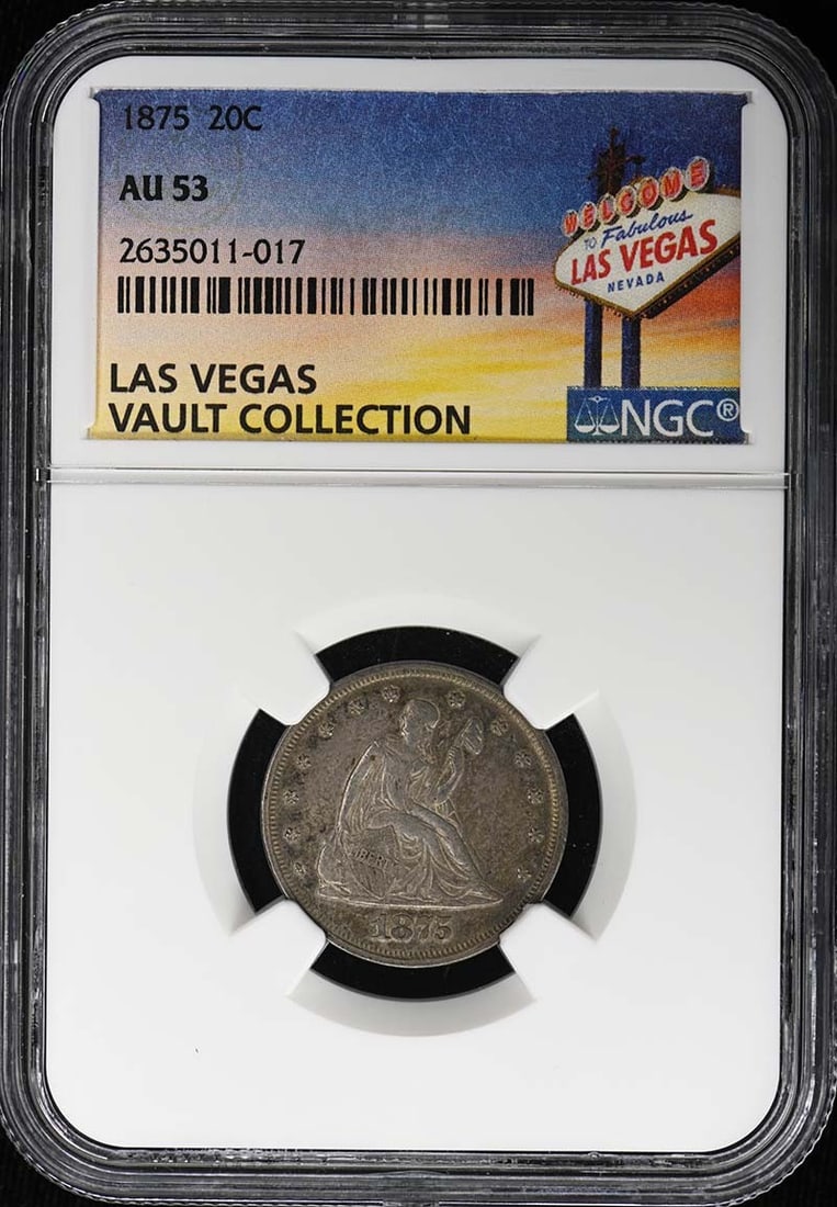 NGC AU53 1875 United States Twenty Cent Coin: NGC AU53 1875 United States Twenty Cent Coin 1875 United States Twenty-Cent piece certified by NGC and graded AU53. This pre-owned coin is a circulated example from the Philadelphia Mint. Specificatio