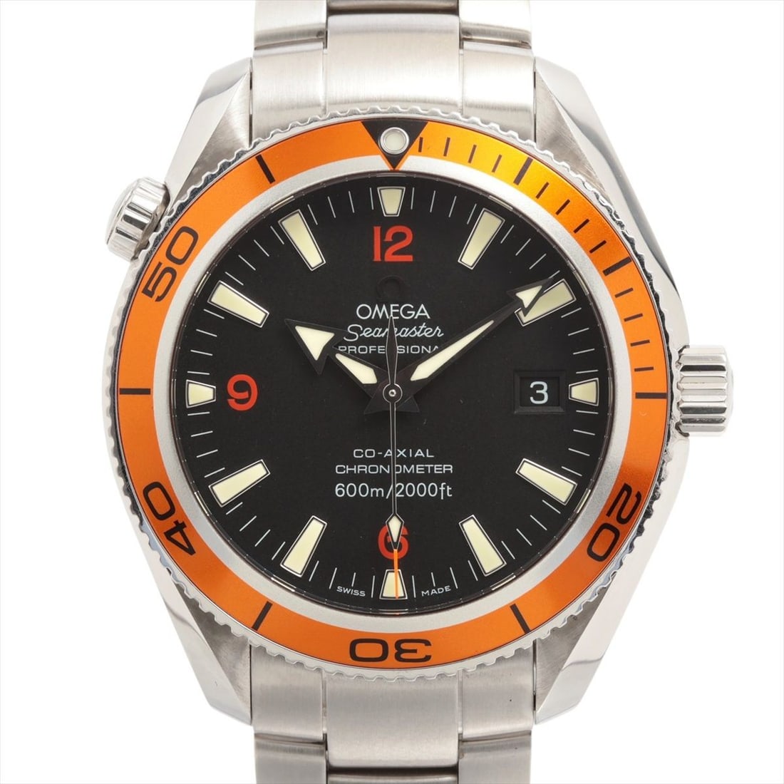 OMEGA 2209.50 Seamaster Planet Ocean 600M Co-Axial Chronometer Watch: OMEGA 2209.50 Seamaster Planet Ocean 600M Co-Axial Chronometer Watch Omega Seamaster Planet Ocean 600M Co-Axial Chronometer men's wristwatch in pre-owned condition. It features a stainless steel case,