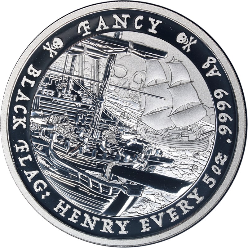 Tuvalu 2023 Black Flag Series Fancy 5 oz .9999 Silver $5 Coin (1 of 2)