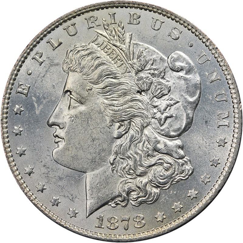 1878 P Morgan 7TF Rev 79 Silver Dollar Nice BU: 1878 P Morgan 7TF Rev 79 Silver Dollar Nice BU This 1878-P 7 Tail Feathers Reverse of 1879 Morgan Silver Dollar is an uncirculated coin featuring bright luster, strong strike, and attractive eye appea