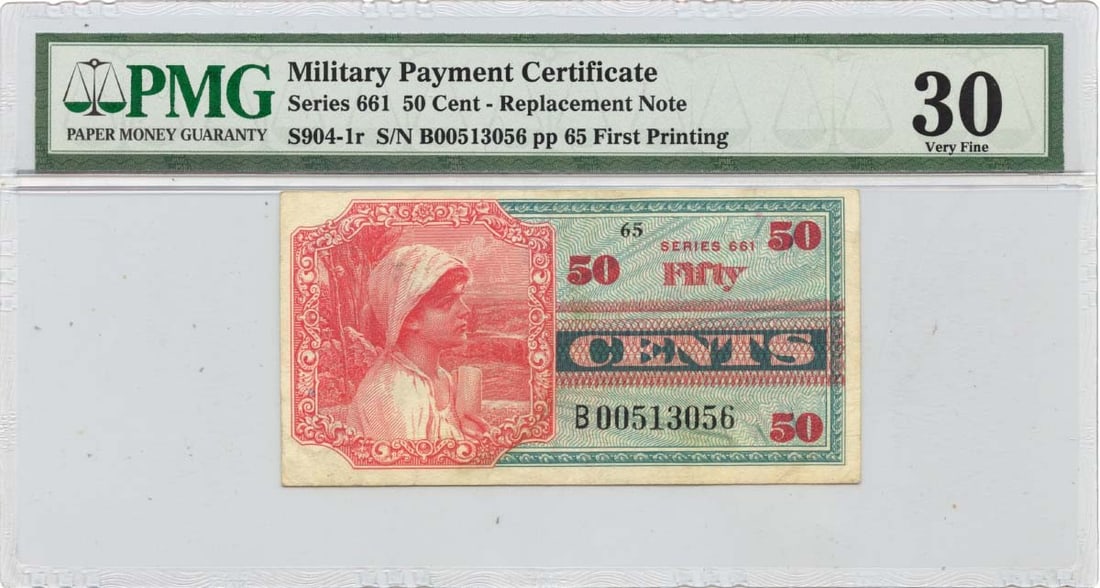 Series 661 50 Cent Military Payment Certificate PMG VF30 S904-1r (1 of 2)