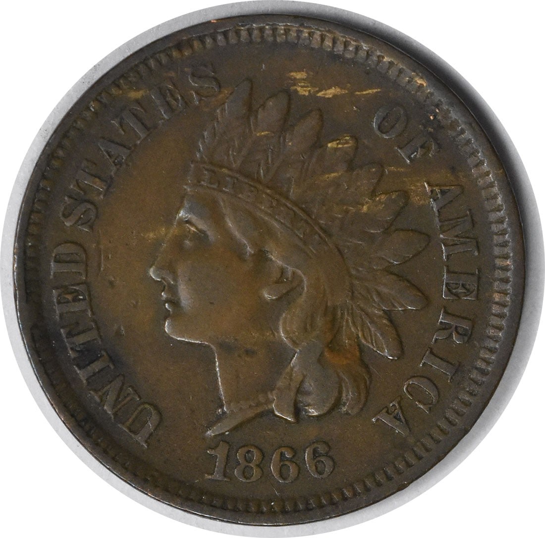 1866 Indian Head Copper Small Cent VF Uncertified: 1866 Indian Head Copper Small Cent VF Uncertified This 1866 Indian Head Cent is a circulated coin composed of copper. Graded as Choice Very Fine (VF), it is an uncertified example from the United Stat