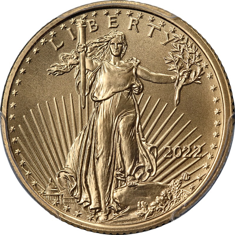 PCGS MS70 2022 $10 Gold Eagle Coin Signed by General Casey (1 of 4)