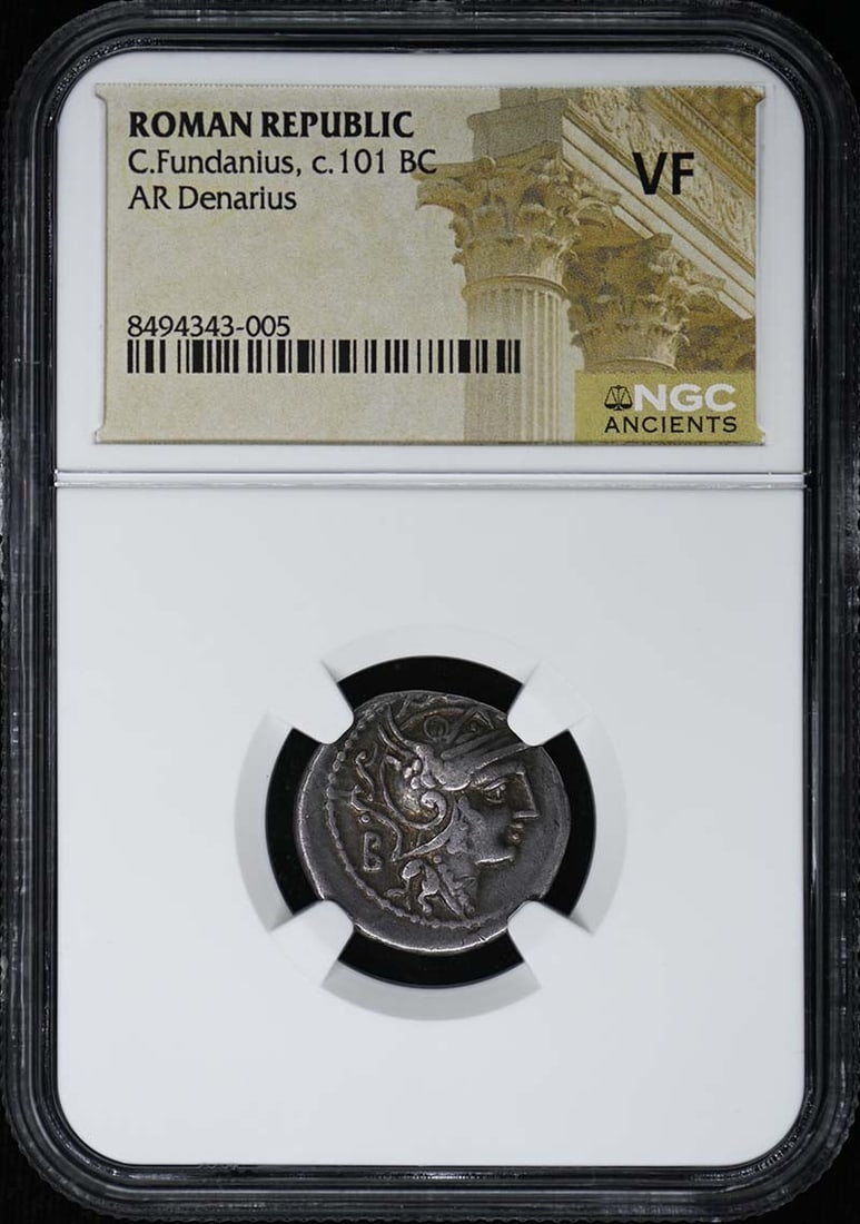 Roman Republic AR Denarius by C Fundanius NGC Certified VF (1 of 2)