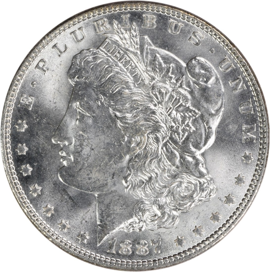 Uncirculated 1887 Morgan Silver Dollar Brilliant Uncertified US Coin: Uncirculated 1887 Morgan Silver Dollar Brilliant Uncertified US Coin This is an uncirculated 1887 Morgan Silver Dollar from the United States. The coin is of Brilliant Uncirculated (BU) grade and is u
