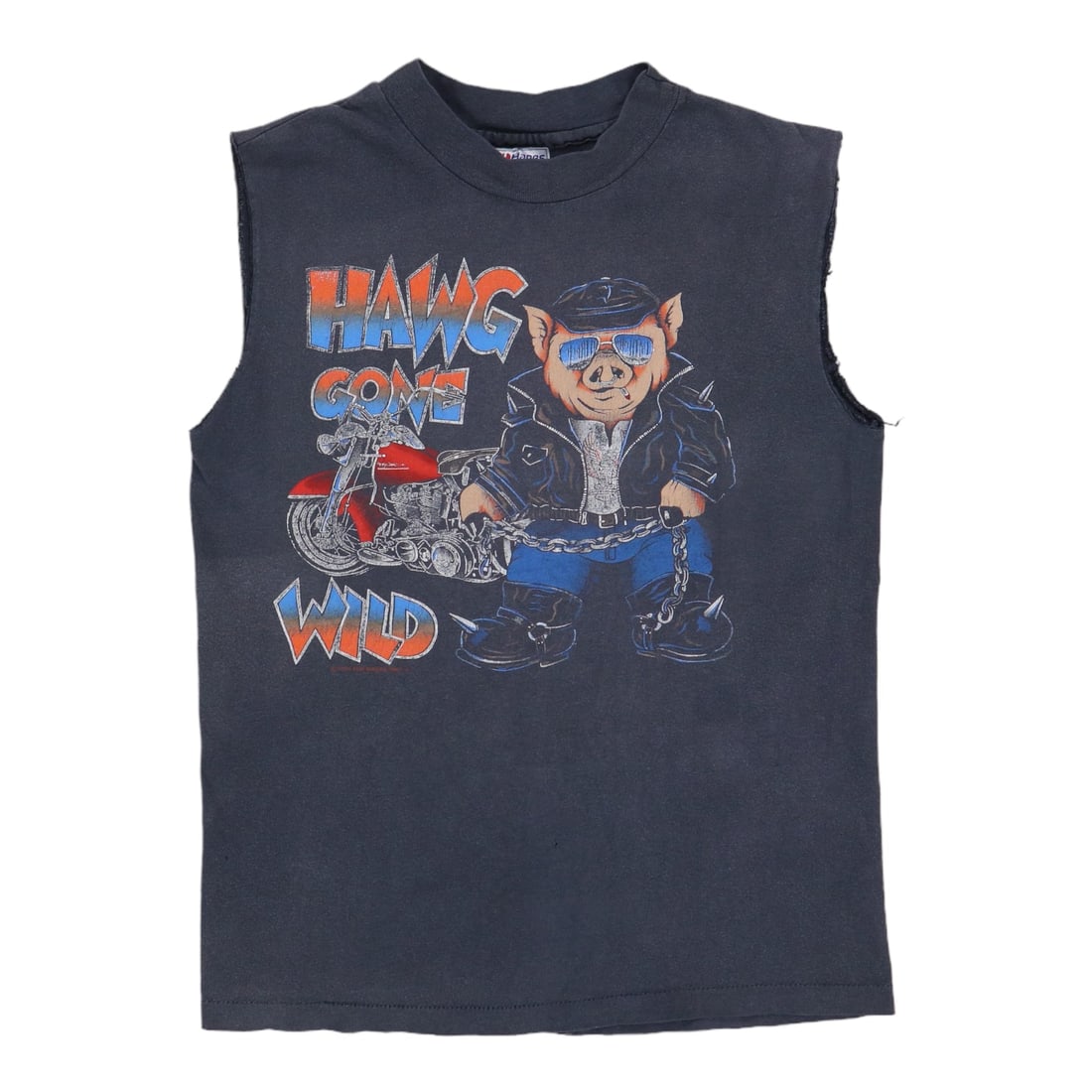 Vintage 1986 Hawg Gone Wild Black Cotton Motorcycle T-Shirt (1 of 9)