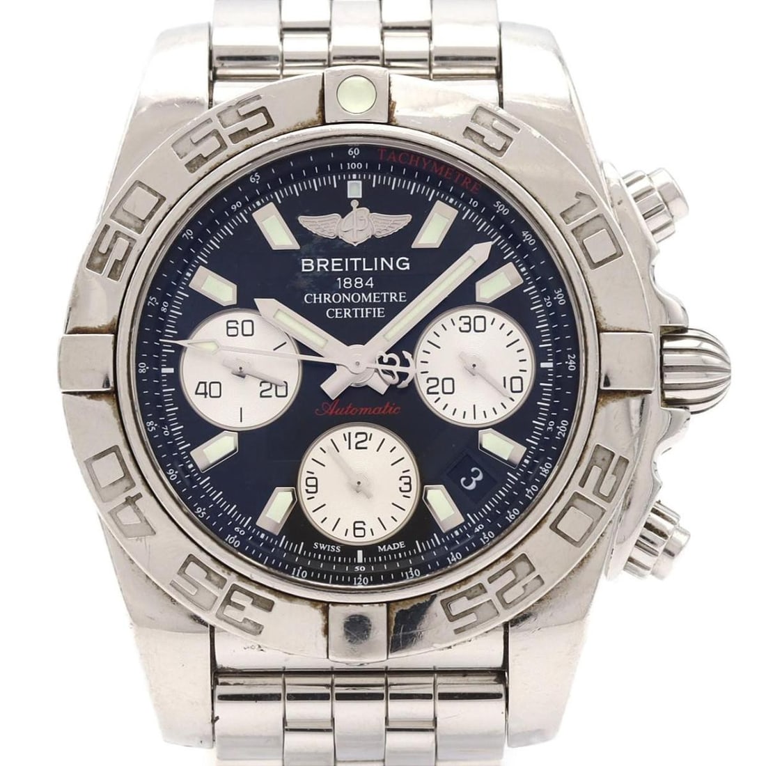 Breitling Chronomat 41 Men's Automatic Watch AB0140 A014B52PA Stainless Steel: Breitling Chronomat 41 Men's Automatic Watch AB0140 A014B52PA Stainless Steel Pre-owned Breitling Chronomat 41 men's wristwatch with a stainless steel case and bracelet. This 41mm model from the Chron