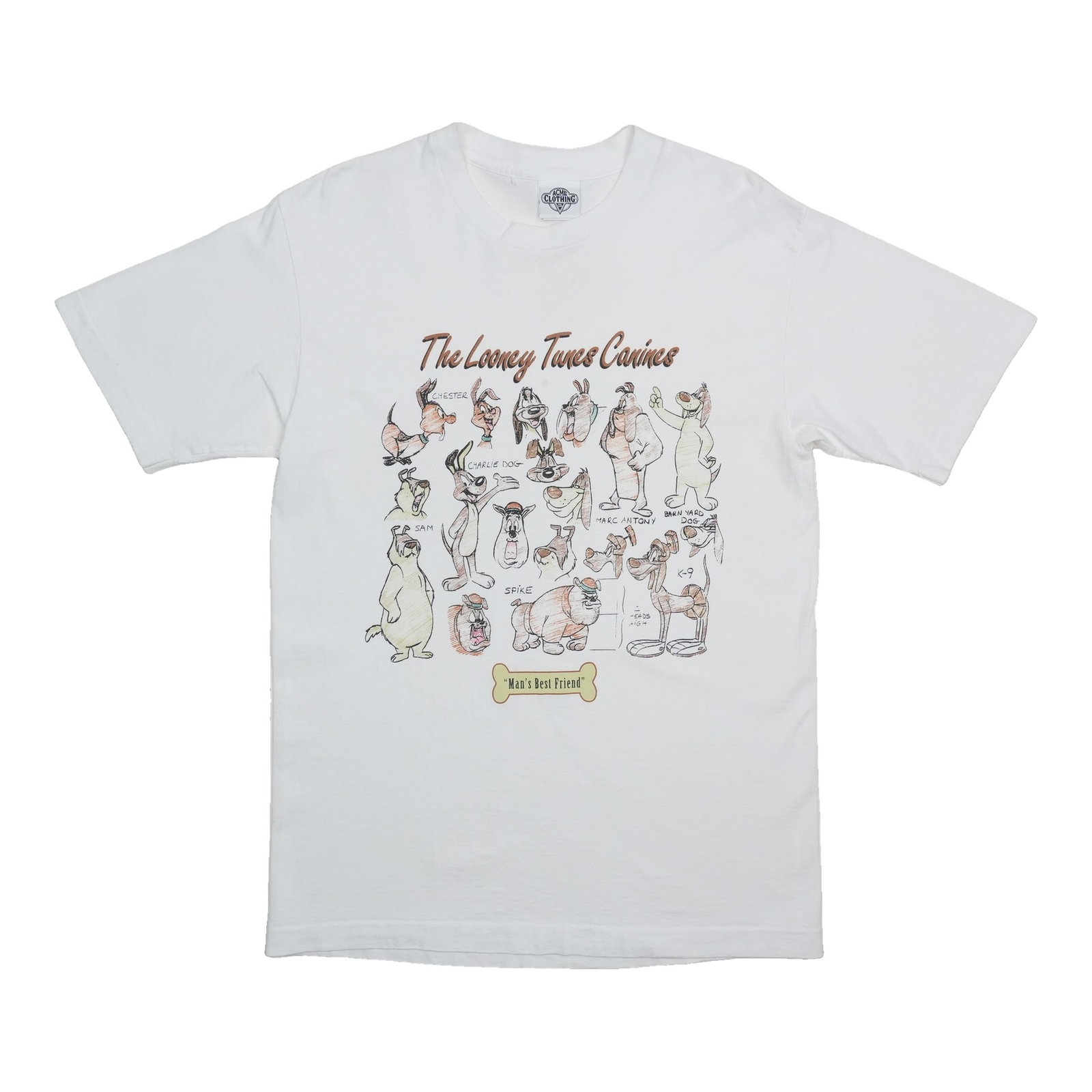 White 1990s Looney Tunes Canines Mans Best Friend Cotton Shirt (1 of 4)