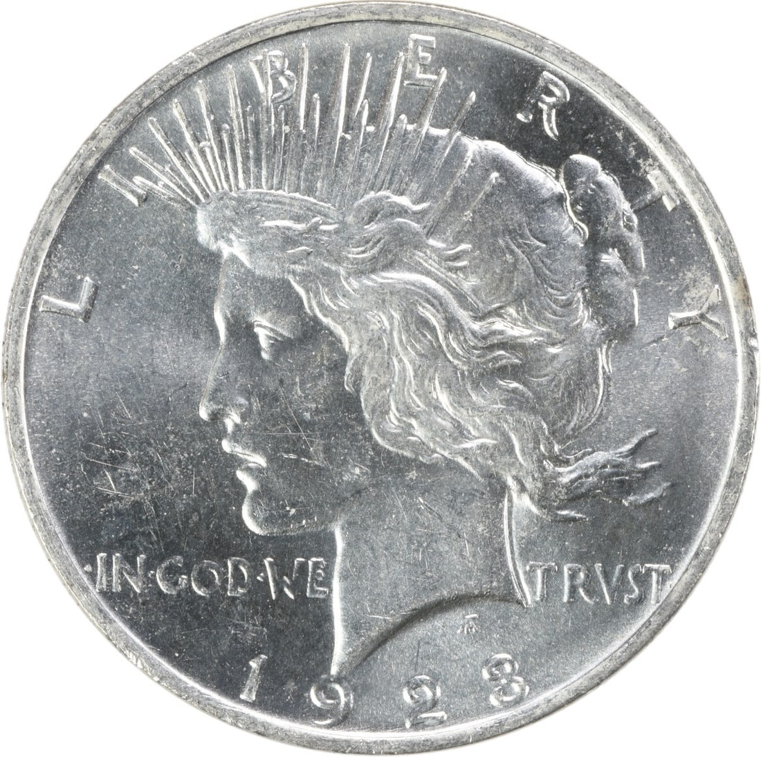 1923 Uncirculated Peace Dollar Silver $1 Coin Uncertified: 1923 Uncirculated Peace Dollar Silver $1 Coin Uncertified 1923 Peace Silver Dollar in uncirculated, pre-owned condition. This uncertified silver $1 coin is identified as KM 150 and listed with a grade