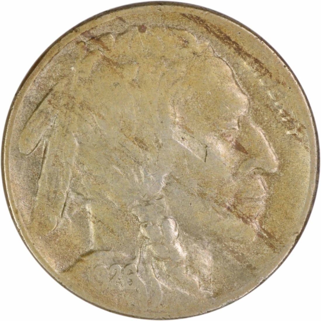 1926 S 5C Buffalo Nickel VF Circulated Uncertified: 1926 S 5C Buffalo Nickel VF Circulated Uncertified 1926-S Buffalo nickel in VF grade. This circulated, uncertified 5-cent coin is a pre-owned piece from the United States. Specifications Coin: Buffalo