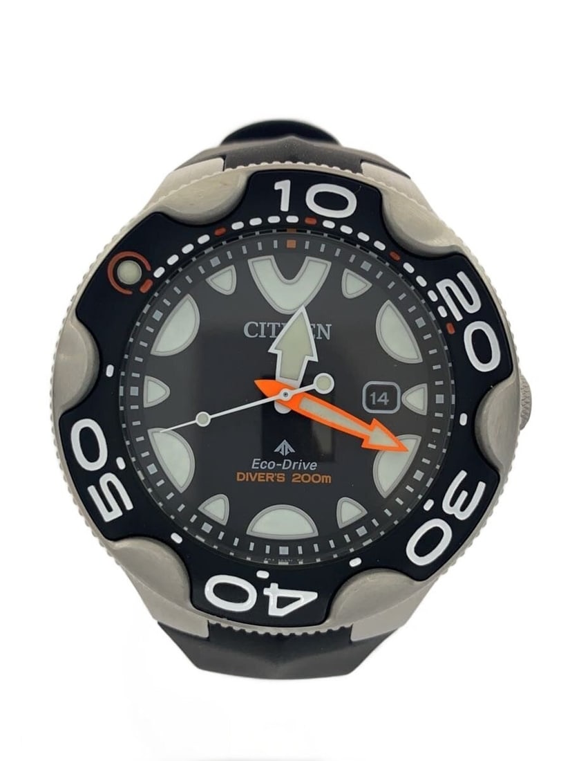 Citizen Promaster Eco Drive Men's Diver Wristwatch E168 S128706: Citizen Promaster Eco Drive Men's Diver Wristwatch E168 S128706 This CITIZEN Promaster E168-S128706 Eco-Drive Diver men's wristwatch is a pre-owned timepiece from Japan. It features a round case and b