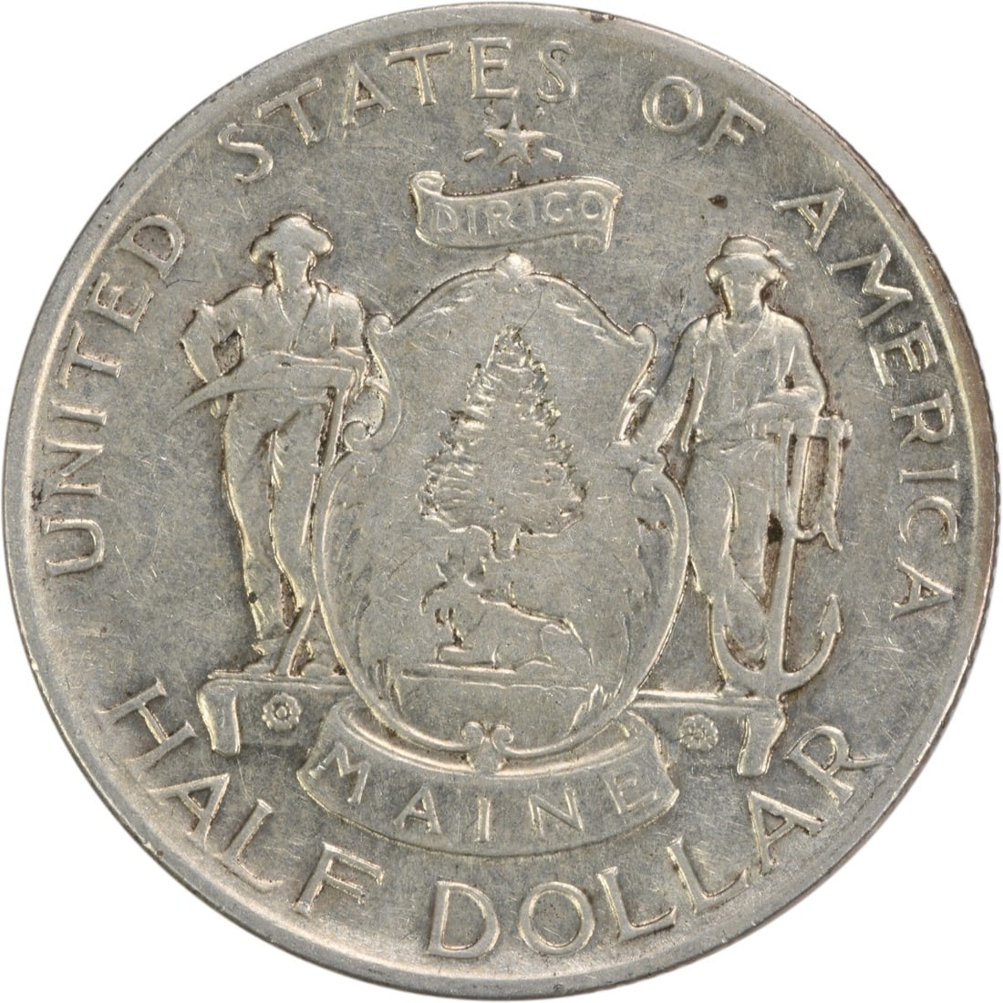 1920 Maine Commemorative Silver Half Dollar AU Uncertified by Harry H Cochrane: 1920 Maine Commemorative Silver Half Dollar AU Uncertified by Harry H Cochrane This Maine Commemorative Silver Half Dollar from 1920 is a beautiful piece of numismatic history. It features a design by