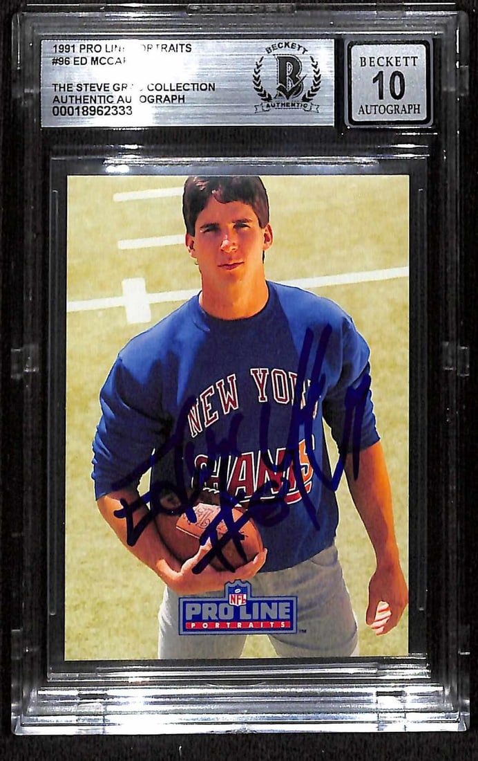 1991 Pro Line Portraits Ed McCaffrey signed Beckett 10 football card (1 of 1)