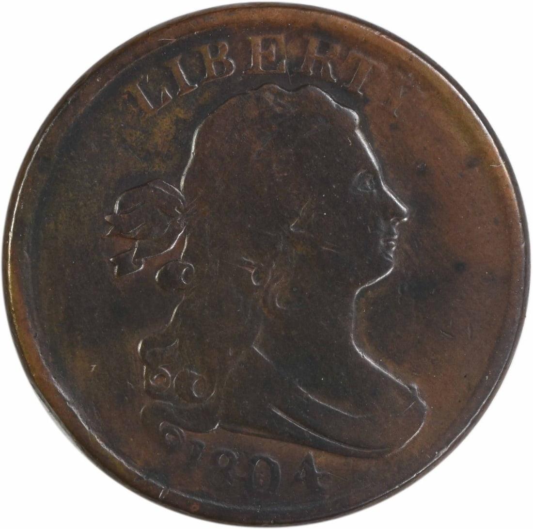 1804 Draped Bust Half Cent Plain 4 No Stems VF Uncertified (1 of 2)