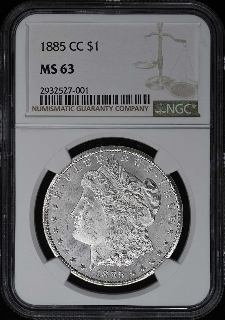 NGC MS63 1885 Carson City Morgan Dollar: NGC MS63 1885 Carson City Morgan Dollar This 1885-CC Morgan Dollar is graded MS63 by NGC and originates from the Carson City Mint. The coin is uncirculated and features the classic Morgan Dollar desig