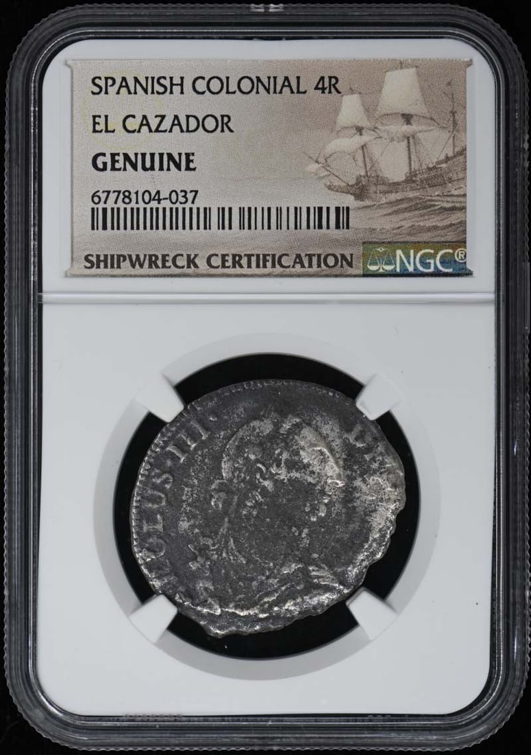 NGC MS0 El Cazador Spanish Colonial 4R Coin (1 of 2)