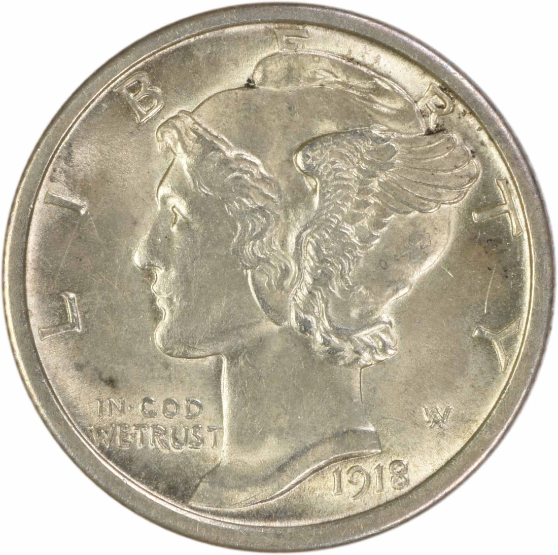 1918 Philadelphia Mercury Dime 10C MS63 Uncertified Silver Coin: 1918 Philadelphia Mercury Dime 10C MS63 Uncertified Silver Coin 1918 Mercury dime from the United States. This pre-owned coin is listed as uncertified and graded MS63, with a circulated designation in