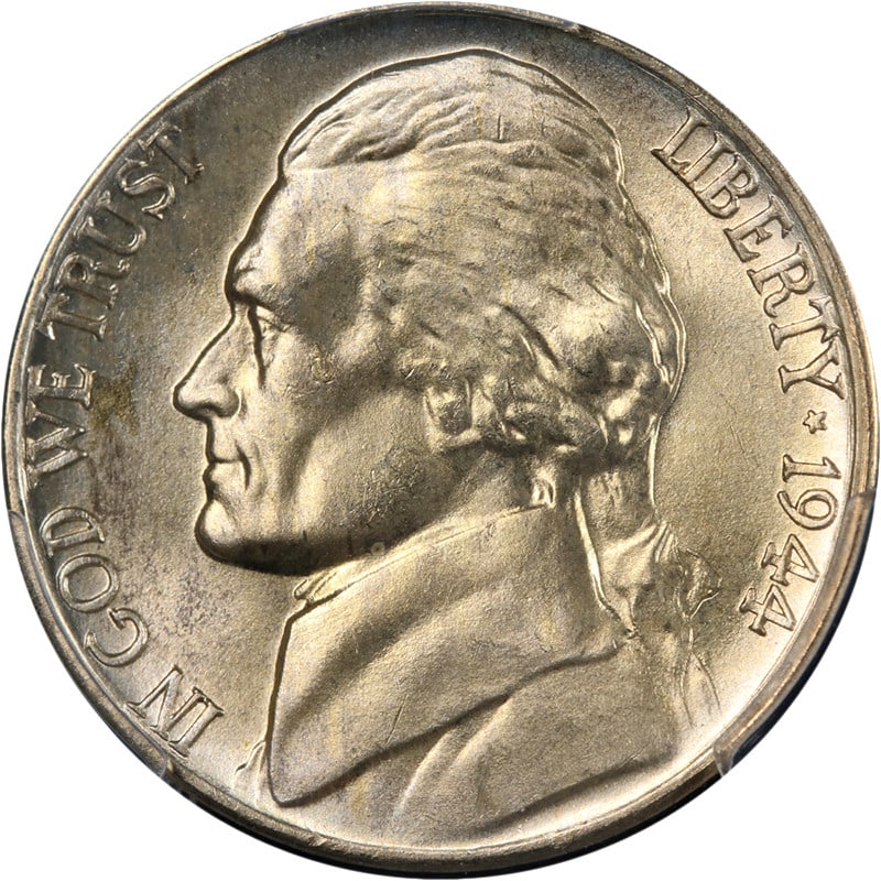 PCGS MS67 FS 1944-D Jefferson Nickel Uncirculated: PCGS MS67 FS 1944-D Jefferson Nickel Uncirculated Original 1944-D Jefferson Nickel graded PCGS MS67 FS. This uncirculated coin offers nice eye appeal with fantastic luster, a strong strike, great colo