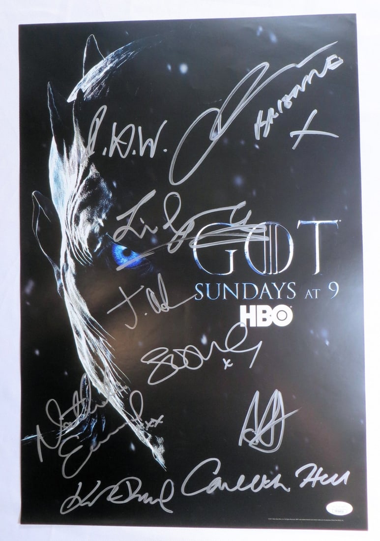 Game of Thrones signed cast poster 9 autographs JSA 13.5 X 19 (1 of 3)