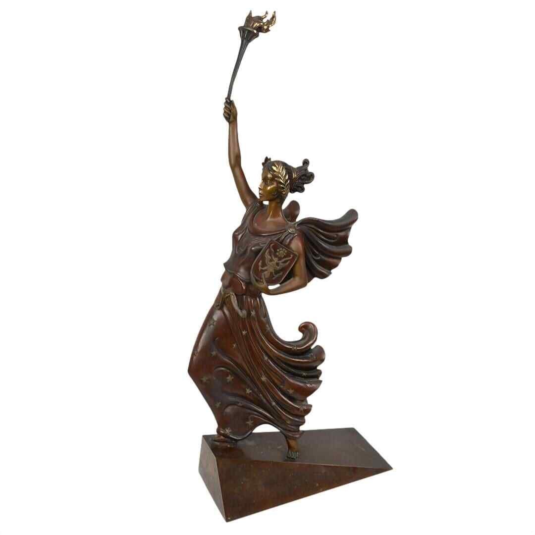 Erte signed bronze light sculpture Liberty Fearless and Free: Erte signed bronze light sculpture Liberty Fearless and Free This Art Deco bronze sculpture, titled "Liberty, Fearless and Free," was created by Erte (Romain de Tirtoff) in 1984. The piece features a 