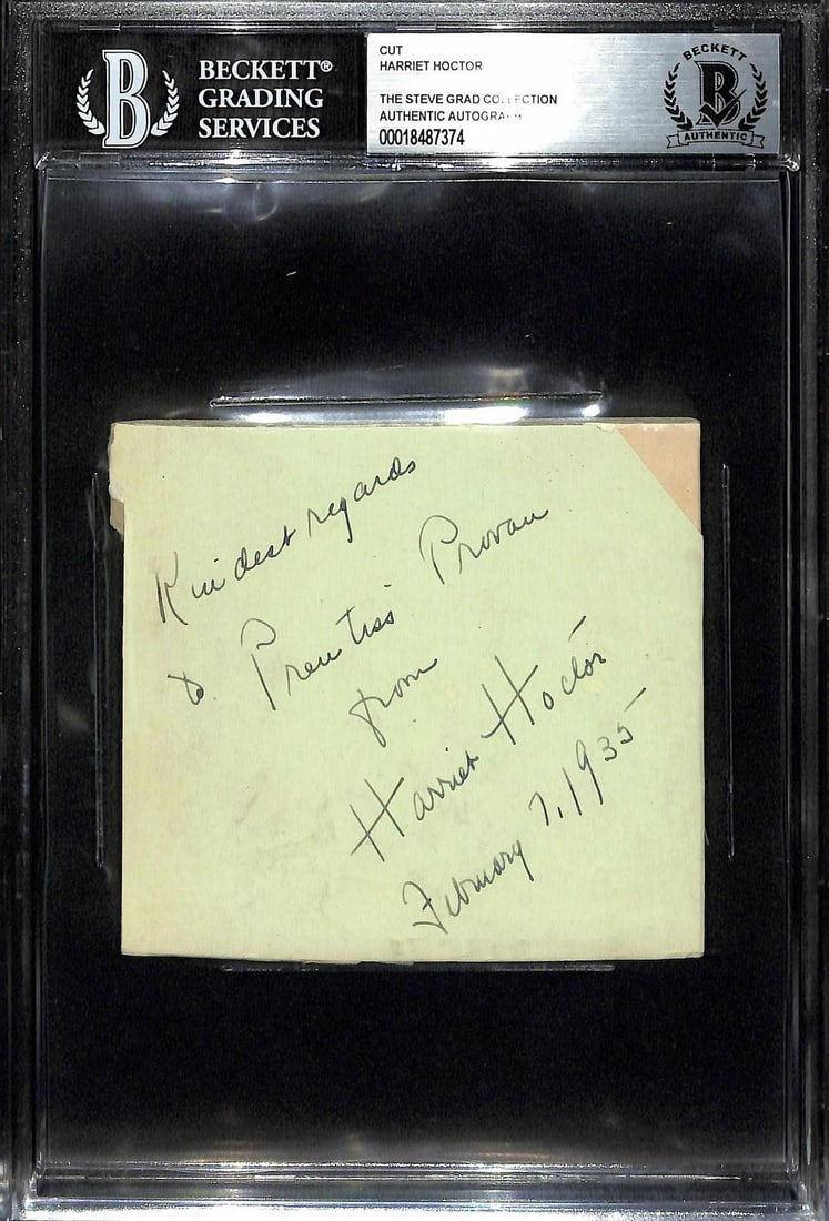 Beckett Slabbed Harriet Hoctor Signed Autograph Cut (1 of 1)