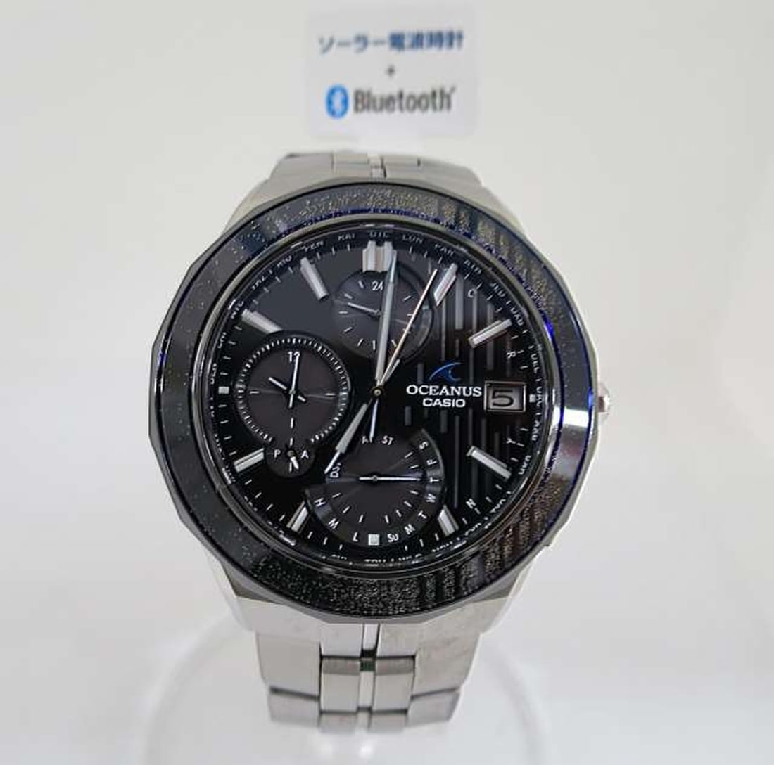 CASIO OCW-S5000MB-1AJF Oceanus Manta titanium solar radio watch: CASIO OCW-S5000MB-1AJF Oceanus Manta titanium solar radio watch CASIO OCEANUS Manta men's wristwatch, model OCW-S5000MB-1AJF, with Tough Solar radio-controlled movement. It features a titanium case an