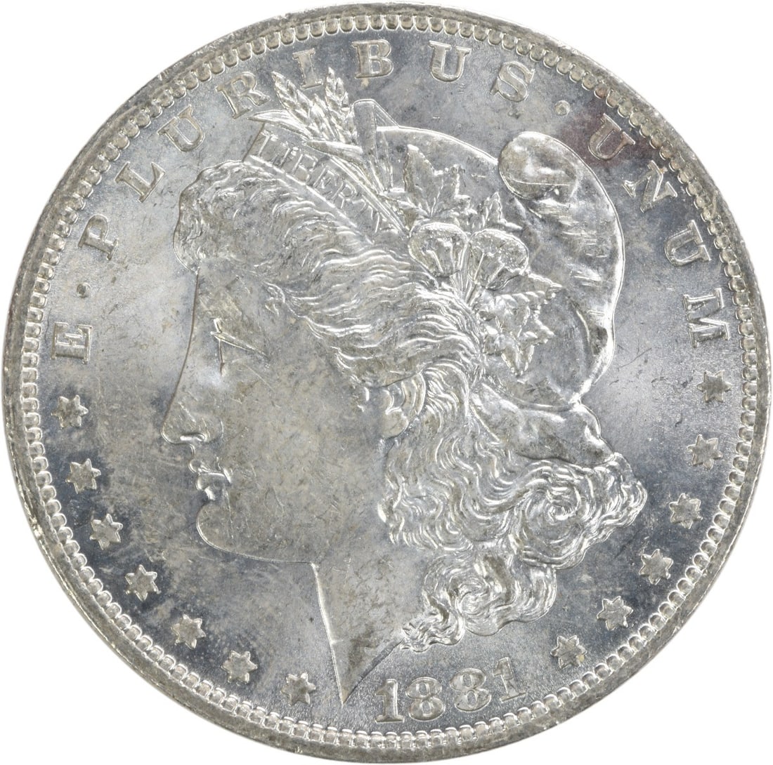 Choice BU 1881 O Silver Dollar Morgan Uncertified US Coin: Choice BU 1881 O Silver Dollar Morgan Uncertified US Coin This 1881-O Morgan Silver Dollar is a Choice Brilliant Uncirculated coin. Composed of silver, it was minted in New Orleans in 1881 and remains