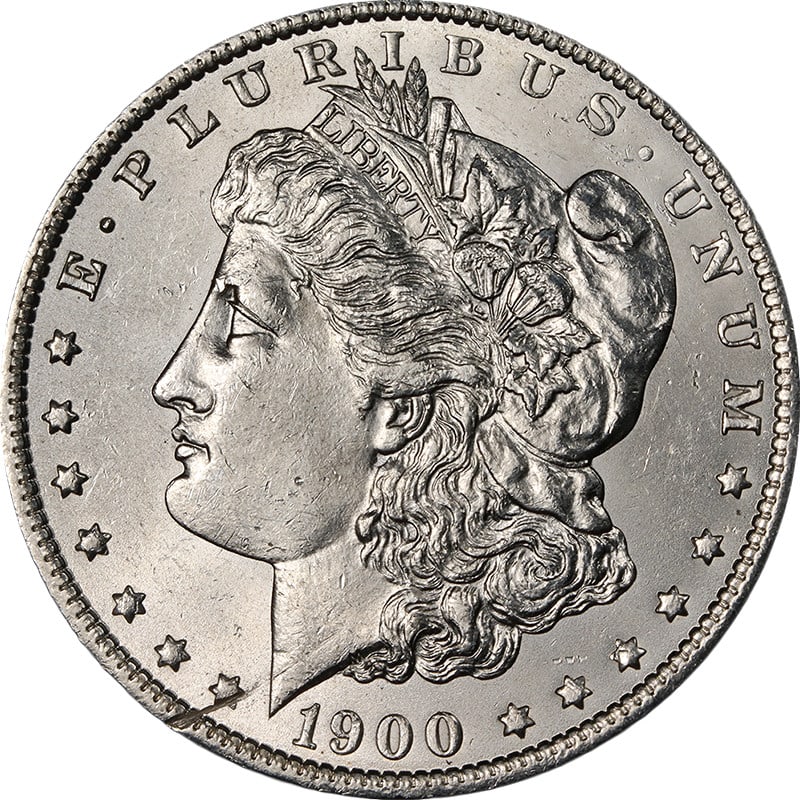 1900 O CC Morgan Silver Dollar BU Uncertified Key Date: 1900 O CC Morgan Silver Dollar BU Uncertified Key Date 1900-O/CC Morgan Silver Dollar with nice eye appeal, luster, and strike. The coin is described as bright white with nice color and surfaces, and 
