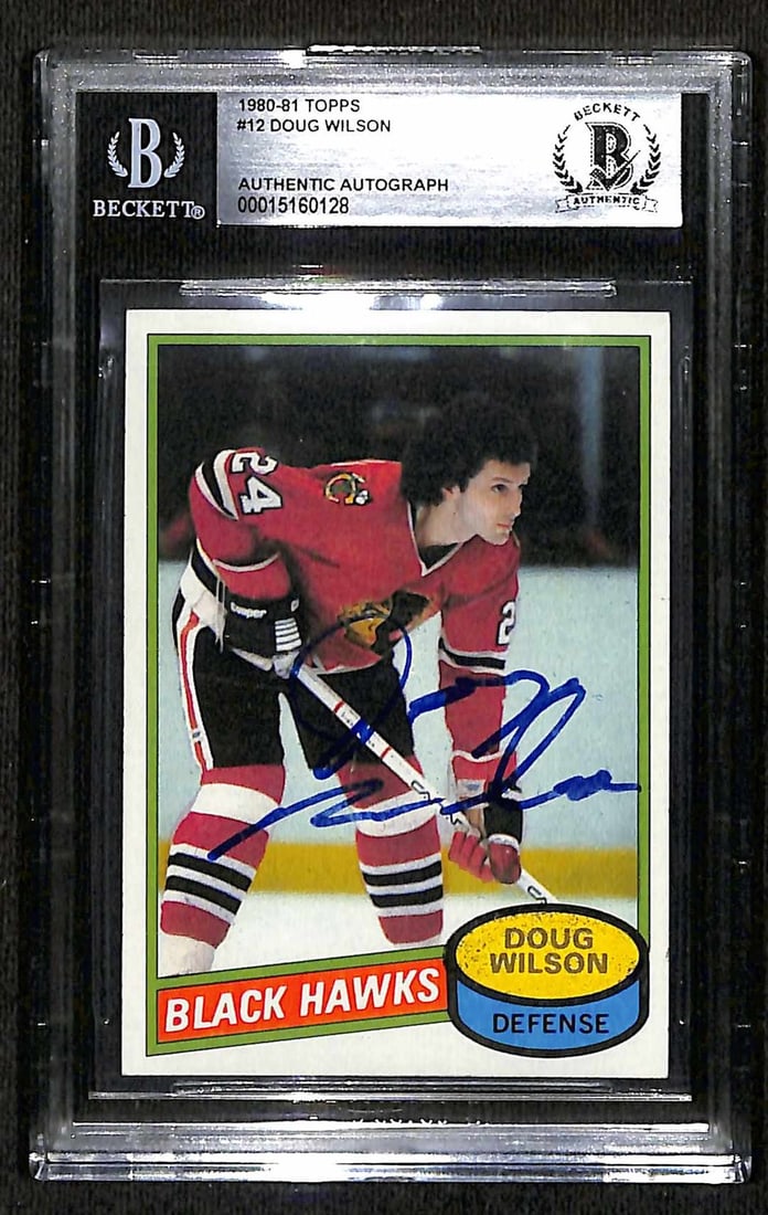 1980-81 Topps Doug Wilson autographed Blackhawks card Beckett certified (1 of 1)