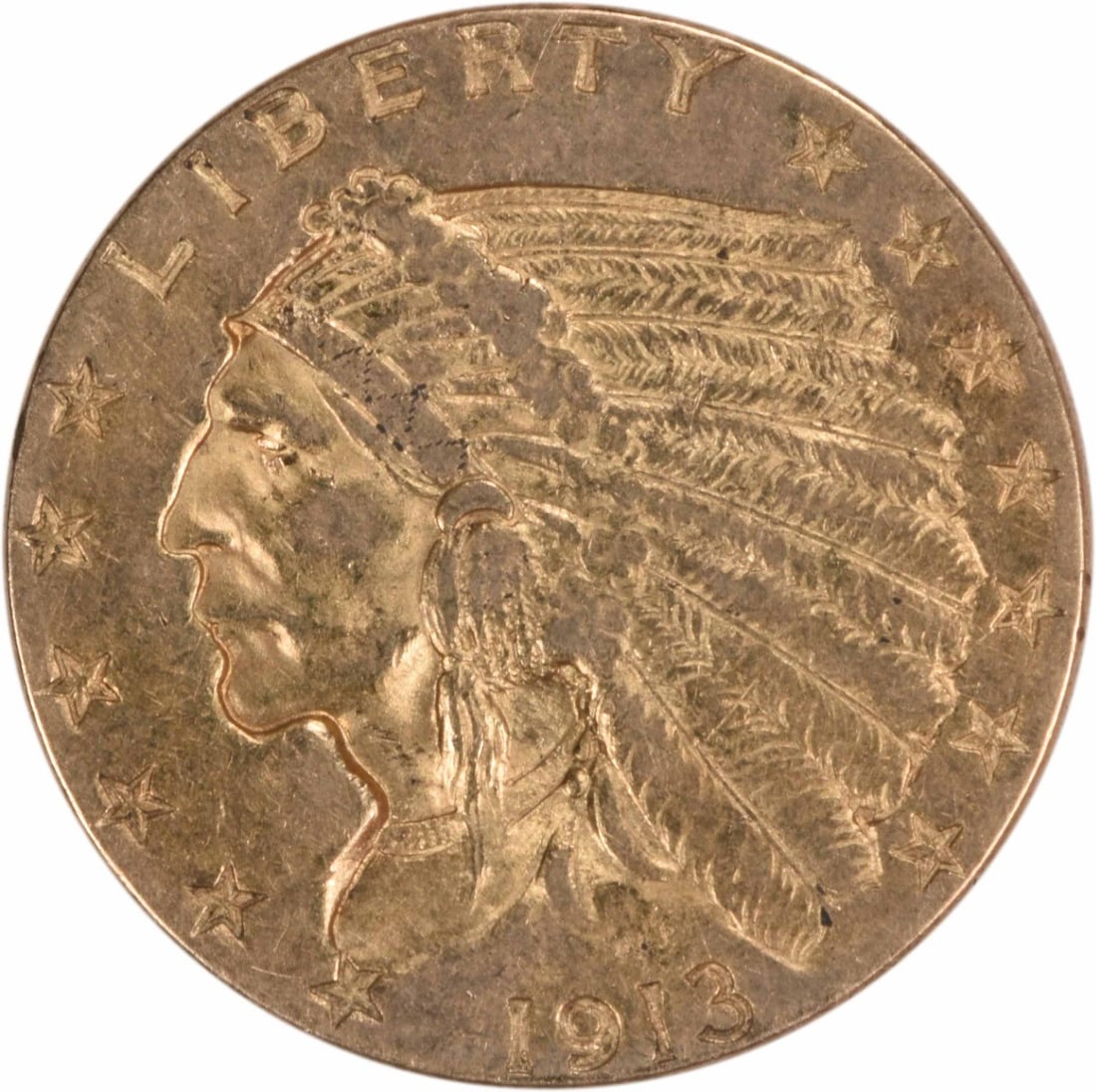 1913 $2.50 Gold Indian Coin AU Uncertified Bela Lyon Pratt Design (1 of 2)