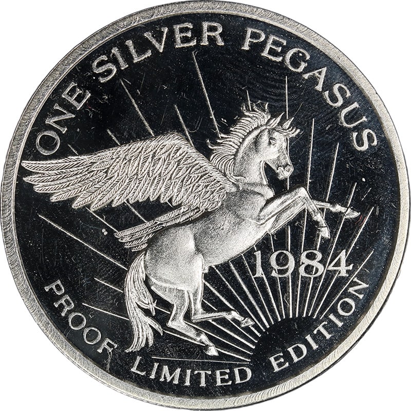 1984 Pegasus Gold Corp 1 Oz .999 Silver Proof Round (1 of 2)