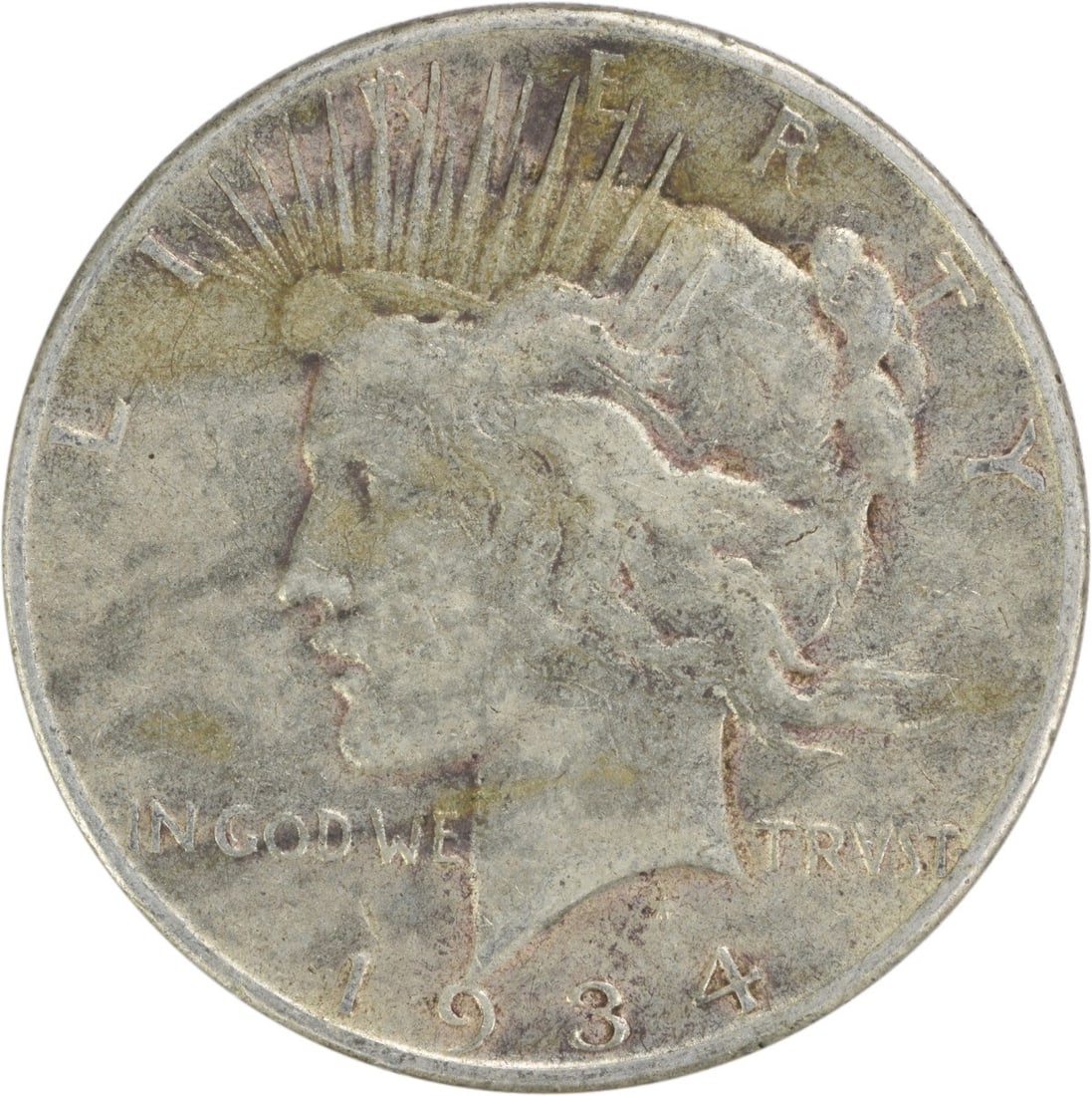 1934 S United States Peace Dollar Silver $1 VF Uncertified: 1934 S United States Peace Dollar Silver $1 VF Uncertified 1934-S Peace Silver Dollar in VF grade. This circulated, uncertified United States $1 coin is composed of silver and is offered as a pre-owne