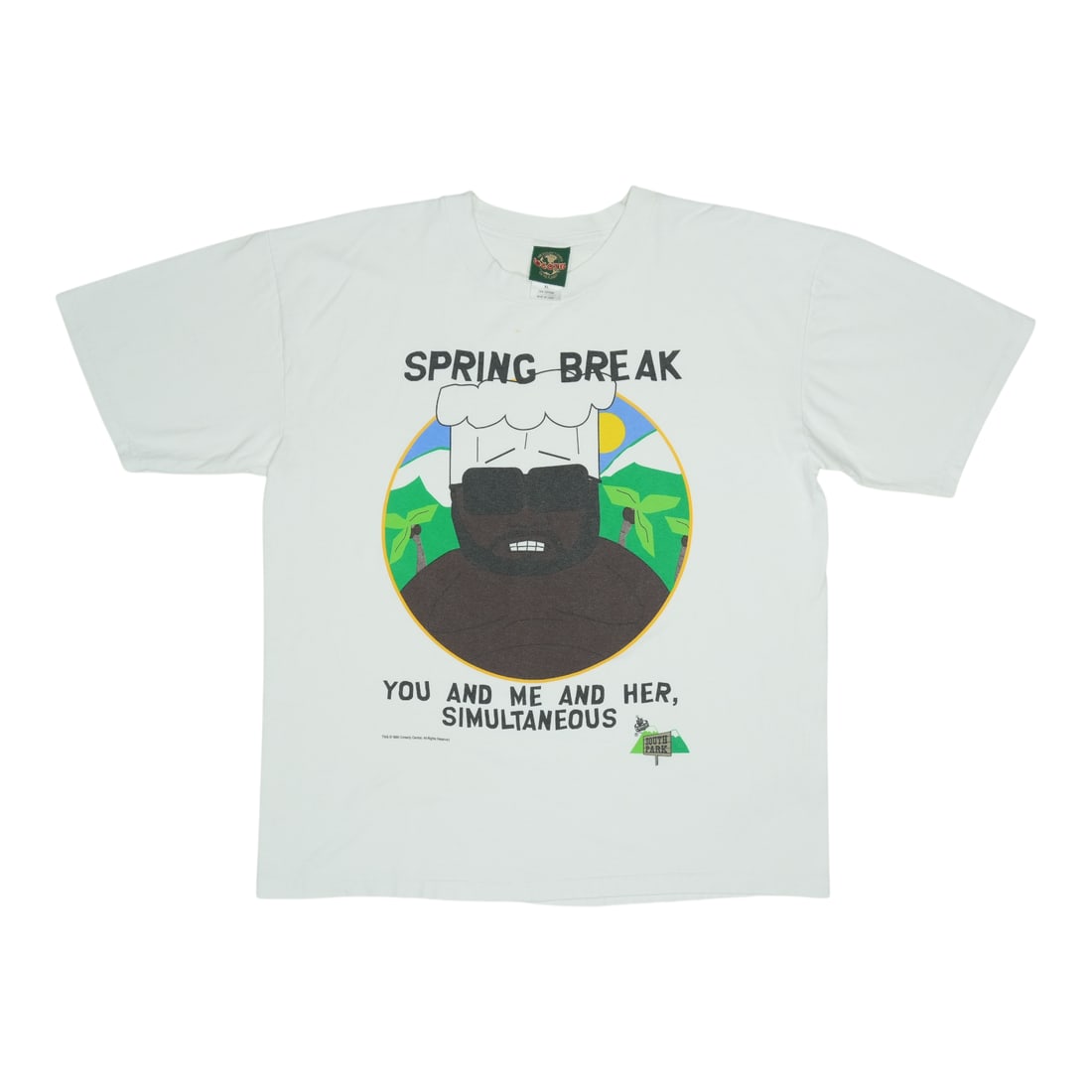 Vintage 1999 South Park Chef Spring Break Graphic T Shirt White Cotton XL (1 of 7)