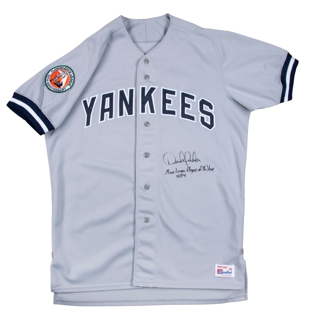 Derek Jeter Signed 1994 Game Used Yankees Jersey with LOAs: Derek Jeter Signed 1994 Game Used Yankees Jersey with LOAs Celebrate the early career of Hall of Famer Derek Jeter with this game-used, photo-matched, and signed 1994 rookie New York Yankees jersey. T