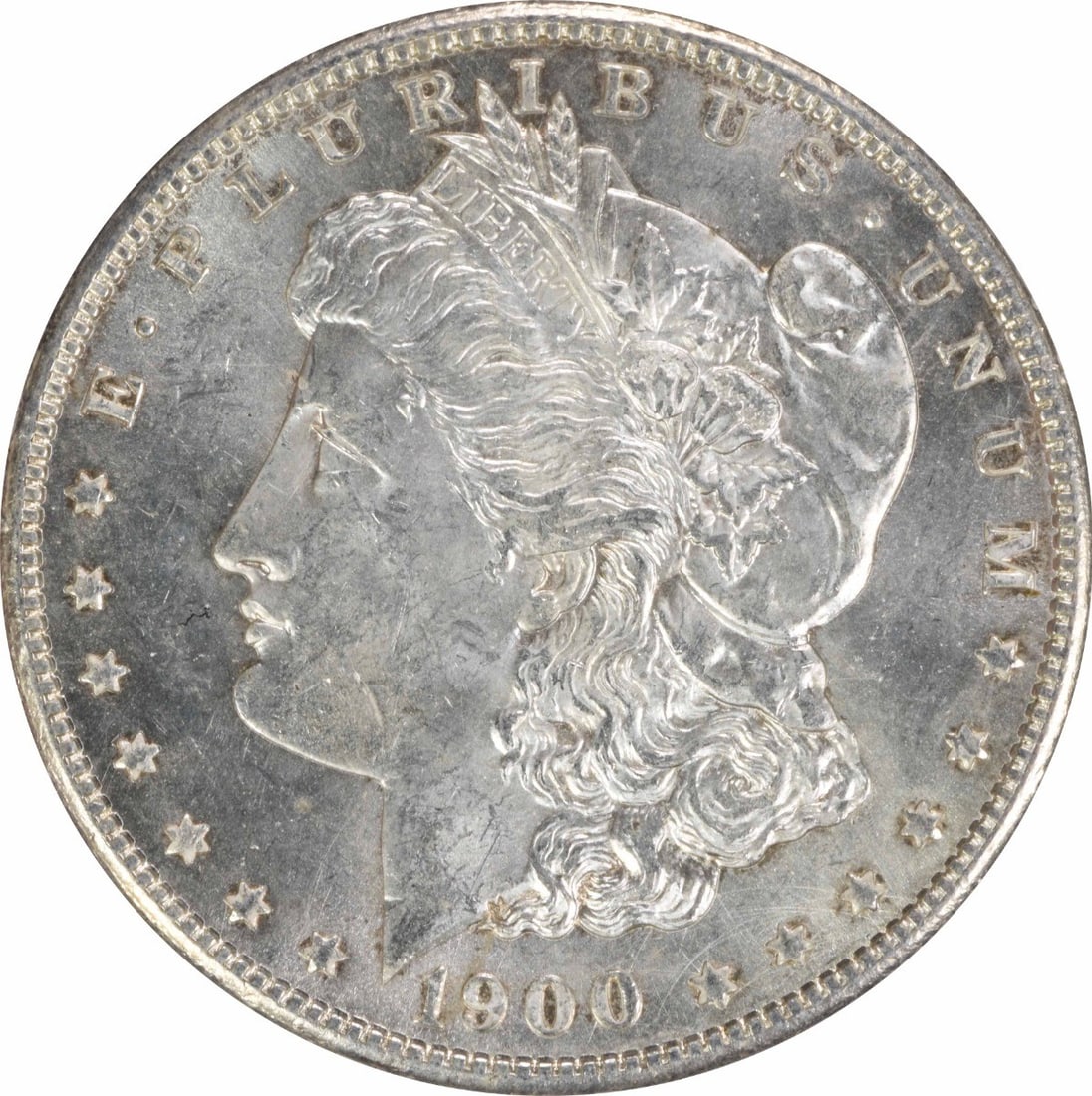 Choice BU 1900 Silver Dollar Morgan Uncertified No Mint Mark: Choice BU 1900 Silver Dollar Morgan Uncertified No Mint Mark This is a 1900 Morgan Silver Dollar featuring a Choice Brilliant Uncirculated (BU) grade. The coin is uncertified and shows no mint mark. I