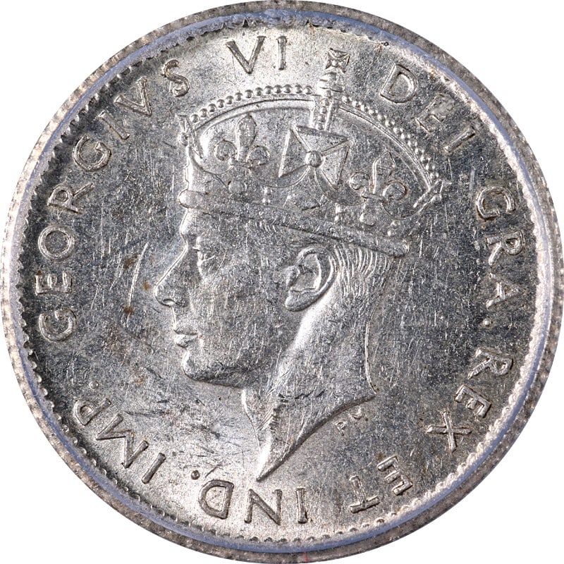 1944-C Newfoundland Silver 5 Cents KM#19a ICG MS61: 1944-C Newfoundland Silver 5 Cents KM#19a ICG MS61 Canada Newfoundland 1944-C Five Cents coin certified by ICG and graded MS61. It is an uncirculated silver coin from 1944, with country of origin Cana