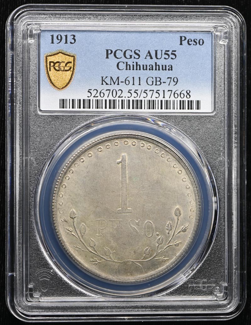 Mexico Chihuahua 1913 Peso KM 611 GB-79 PCGS AU55 (1 of 4)