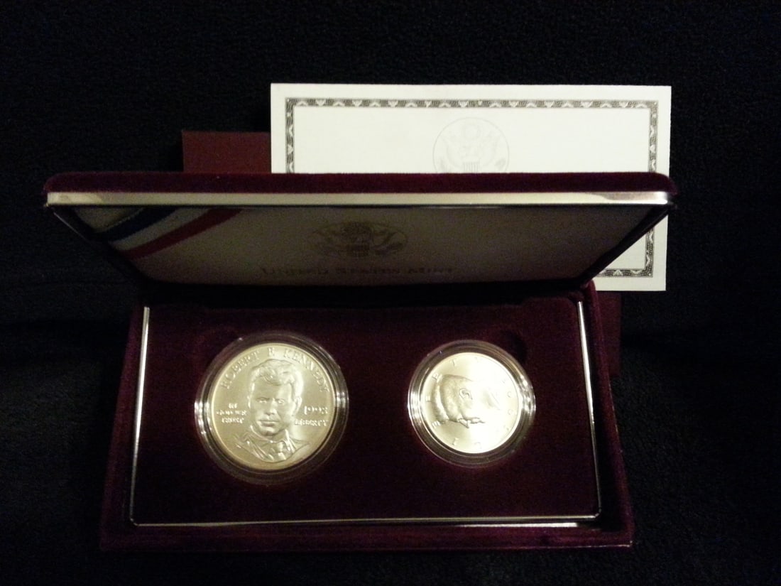 1998 U.S. Mint 2PC Silver Coin Set Matte Finish Box COA (1 of 4)