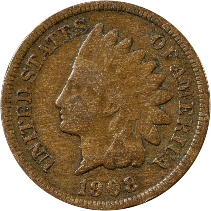 San Francisco Mint 1908 Indian Cent Copper Key Date Coin (1 of 2)