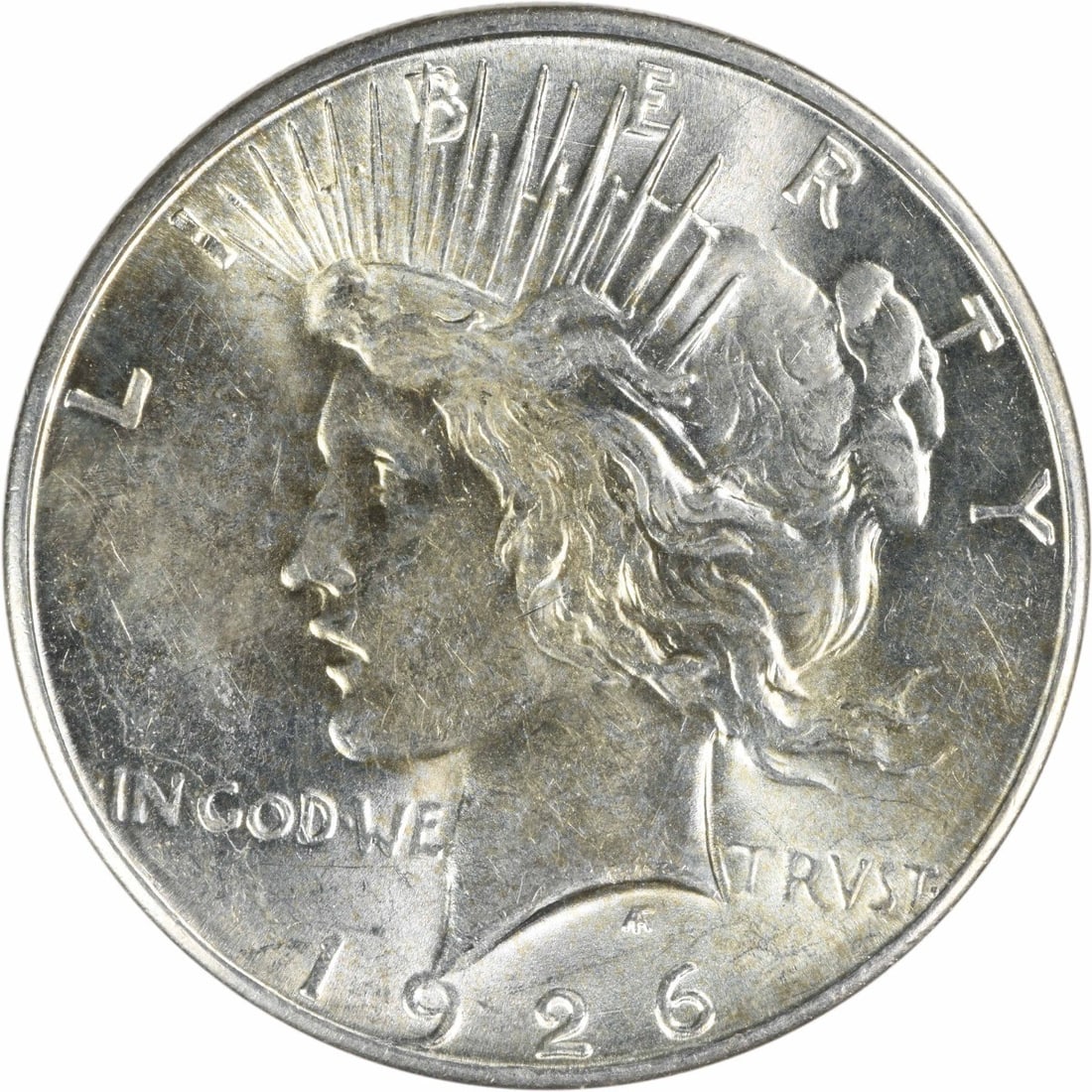 1926 S Peace Dollar Silver $1 Uncirculated Uncertified: 1926 S Peace Dollar Silver $1 Uncirculated Uncertified 1926-S Peace Silver Dollar in uncirculated, pre-owned condition. This uncertified $1 coin is composed of silver and identified as KM 150. Specifi