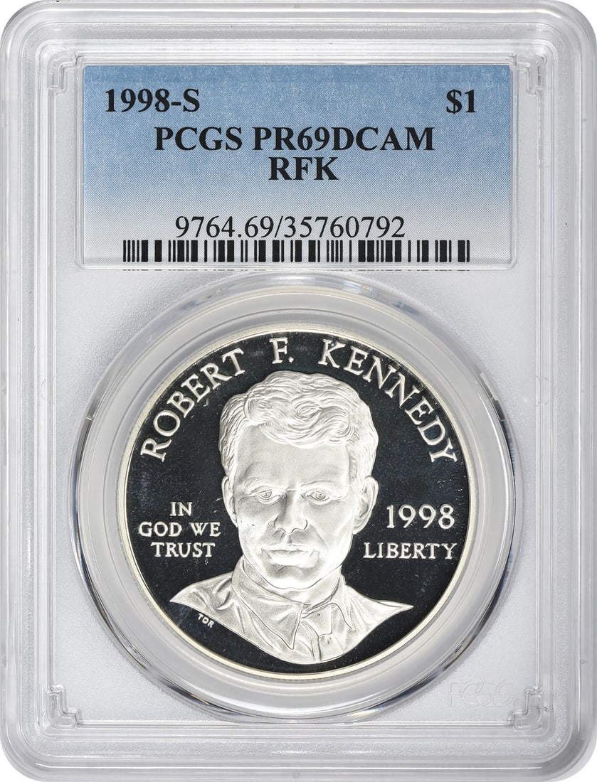 PCGS PR69DCAM 1998-S Robert F. Kennedy Silver Dollar (1 of 2)